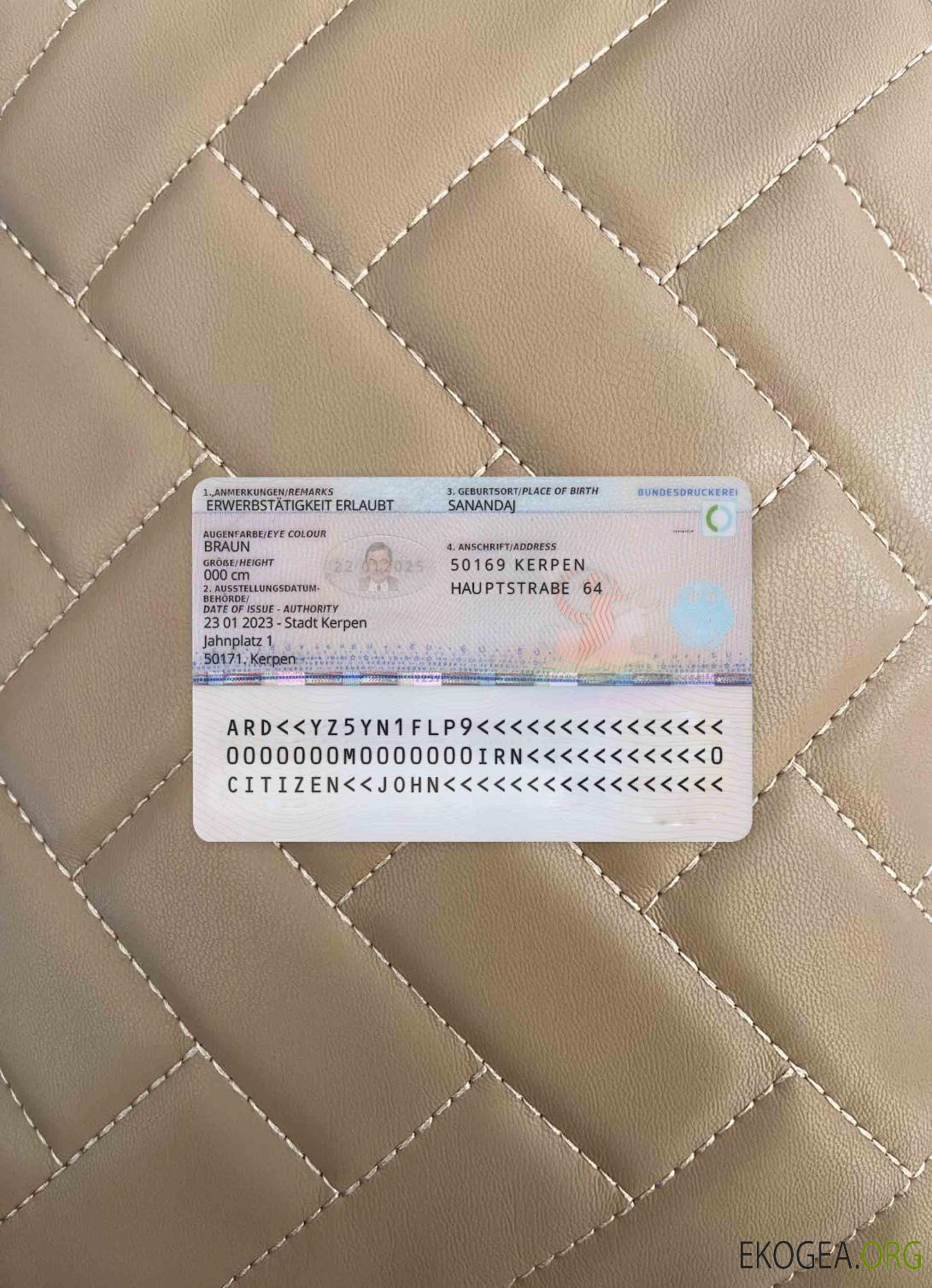 Permis de séjour en Allemagne 2011 pres, version 2 photolook RETOUR